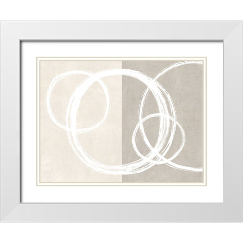 Unity Cream I White Modern Wood Framed Art Print with Double Matting by Harris, Natalie