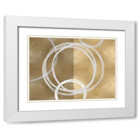 Unity Gold I White Modern Wood Framed Art Print with Double Matting by Harris, Natalie