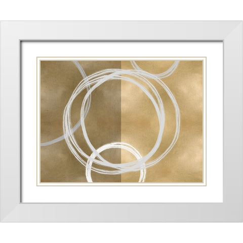 Unity Gold I White Modern Wood Framed Art Print with Double Matting by Harris, Natalie