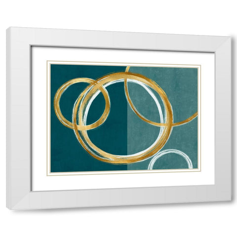 Unity Gold on Green II White Modern Wood Framed Art Print with Double Matting by Harris, Natalie