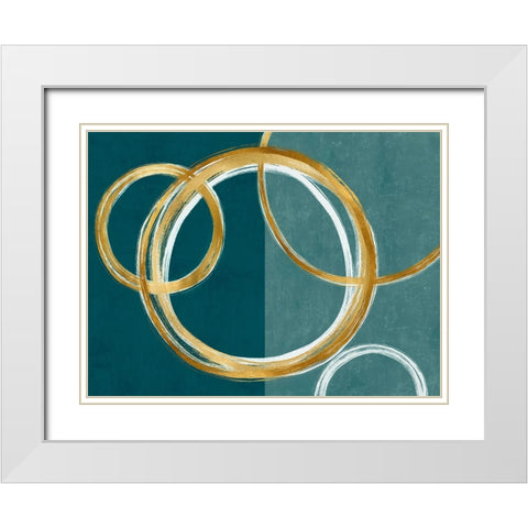 Unity Gold on Green II White Modern Wood Framed Art Print with Double Matting by Harris, Natalie