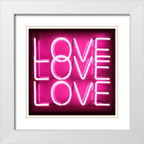Neon Love Love Love PB White Modern Wood Framed Art Print with Double Matting by Carr, Hailey