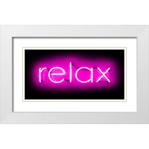 Neon Relax PB White Modern Wood Framed Art Print with Double Matting by Carr, Hailey