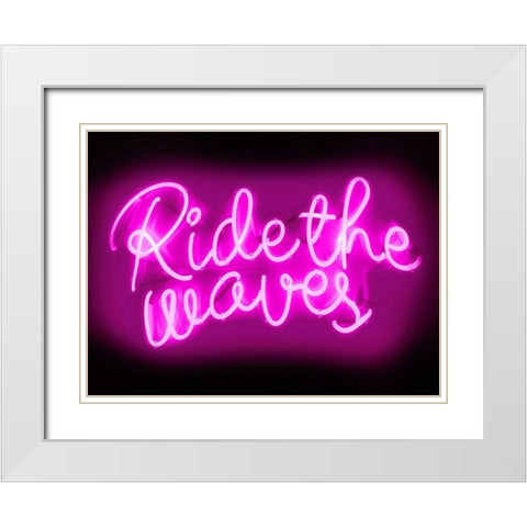 Neon Ride The Waves PB White Modern Wood Framed Art Print with Double Matting by Carr, Hailey