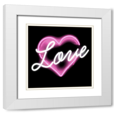 Neon Love PB White Modern Wood Framed Art Print with Double Matting by Carr, Hailey