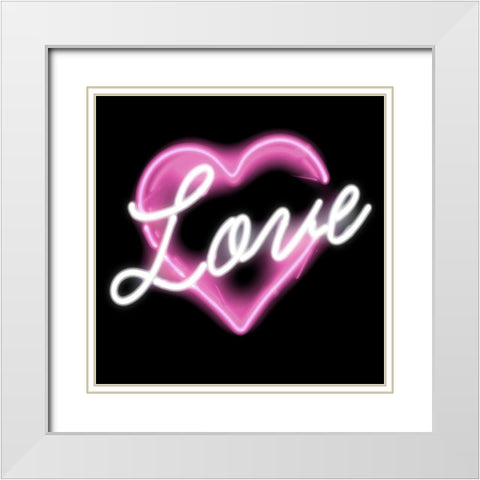 Neon Love PB White Modern Wood Framed Art Print with Double Matting by Carr, Hailey