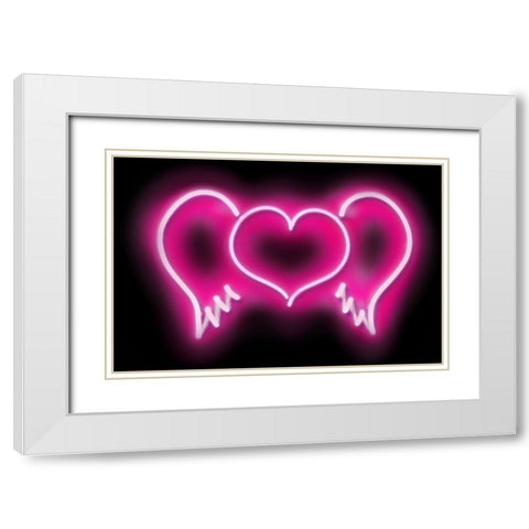 Neon Heart Wings PB White Modern Wood Framed Art Print with Double Matting by Carr, Hailey