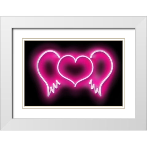 Neon Heart Wings PB White Modern Wood Framed Art Print with Double Matting by Carr, Hailey