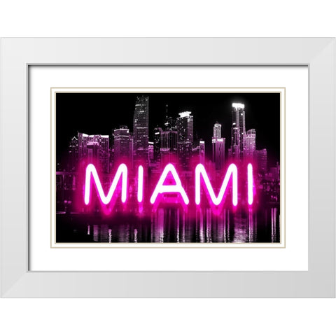 Neon Miami PB White Modern Wood Framed Art Print with Double Matting by Carr, Hailey