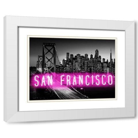 Neon San Francisco PB White Modern Wood Framed Art Print with Double Matting by Carr, Hailey