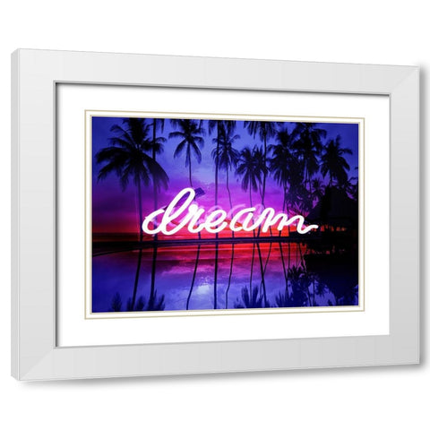 Neon Dream Beach PB White Modern Wood Framed Art Print with Double Matting by Carr, Hailey