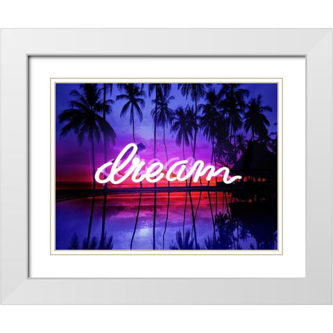 Neon Dream Beach PB White Modern Wood Framed Art Print with Double Matting by Carr, Hailey