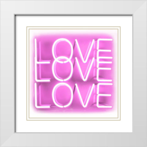 Neon Love Love Love PW White Modern Wood Framed Art Print with Double Matting by Carr, Hailey