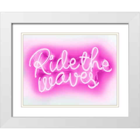 Neon Ride The Waves PW White Modern Wood Framed Art Print with Double Matting by Carr, Hailey