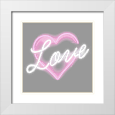 Neon Love PW White Modern Wood Framed Art Print with Double Matting by Carr, Hailey