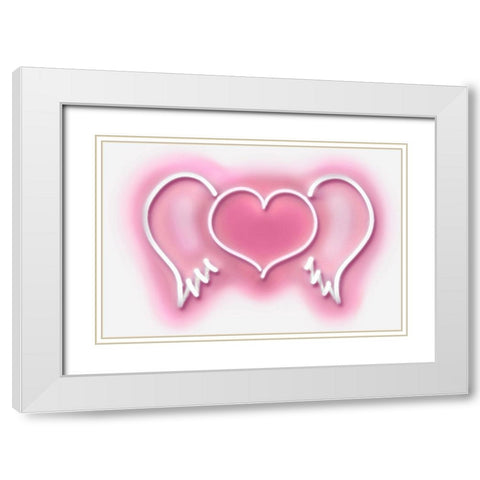 Neon Heart Wings PW White Modern Wood Framed Art Print with Double Matting by Carr, Hailey