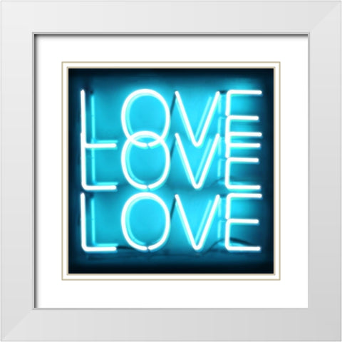 Neon Love Love Love AB White Modern Wood Framed Art Print with Double Matting by Carr, Hailey