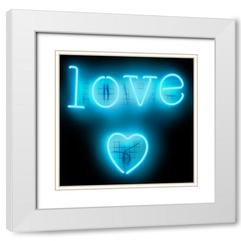 Neon Love Heart AB White Modern Wood Framed Art Print with Double Matting by Carr, Hailey