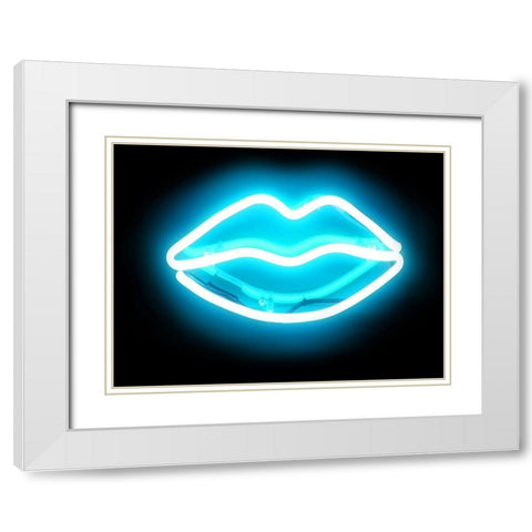 Neon Lips AB White Modern Wood Framed Art Print with Double Matting by Carr, Hailey