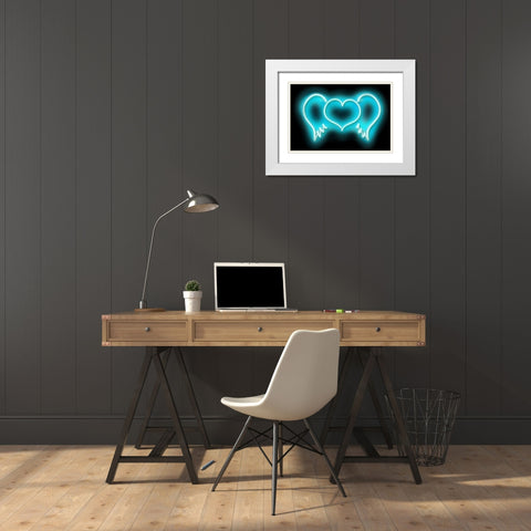 Neon Heart Wings AB White Modern Wood Framed Art Print with Double Matting by Carr, Hailey
