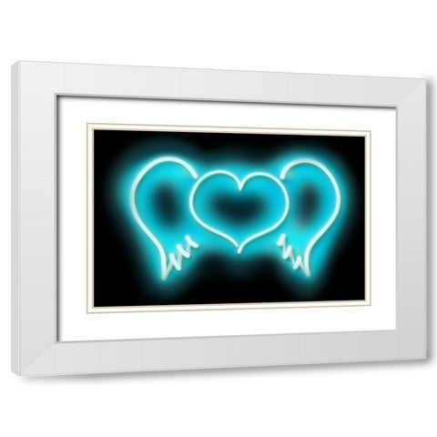 Neon Heart Wings AB White Modern Wood Framed Art Print with Double Matting by Carr, Hailey