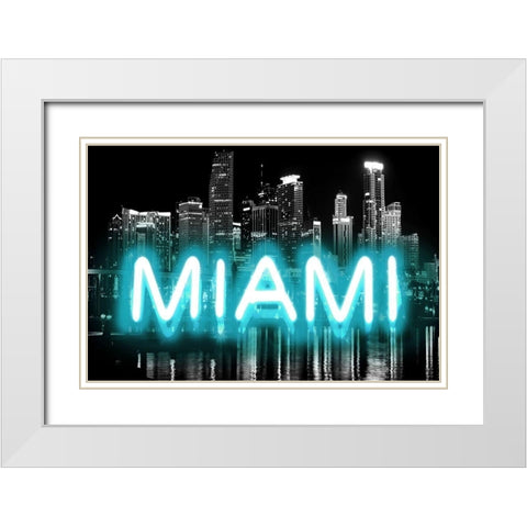Neon Miami AB White Modern Wood Framed Art Print with Double Matting by Carr, Hailey