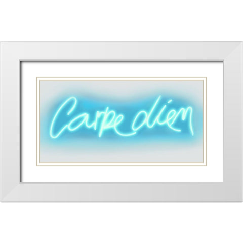 Neon Carpe Diem AW White Modern Wood Framed Art Print with Double Matting by Carr, Hailey