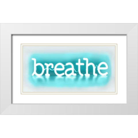 Neon Breathe AW White Modern Wood Framed Art Print with Double Matting by Carr, Hailey