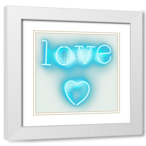 Neon Love Heart AW White Modern Wood Framed Art Print with Double Matting by Carr, Hailey