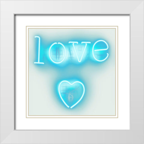 Neon Love Heart AW White Modern Wood Framed Art Print with Double Matting by Carr, Hailey