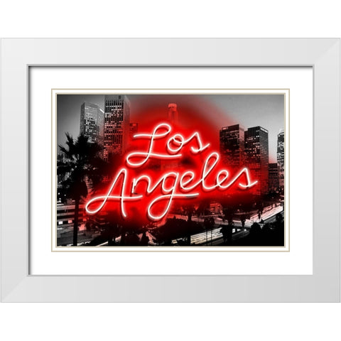 Neon Los Angeles RB White Modern Wood Framed Art Print with Double Matting by Carr, Hailey