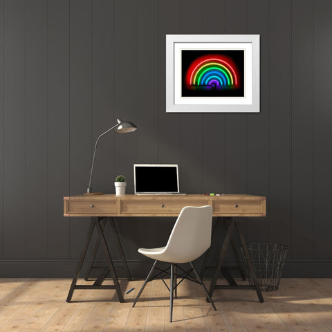 Neon Rainbow  White Modern Wood Framed Art Print with Double Matting by Carr, Hailey