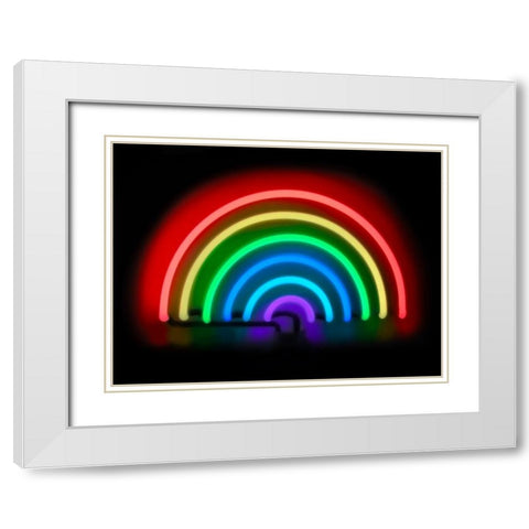 Neon Rainbow  White Modern Wood Framed Art Print with Double Matting by Carr, Hailey