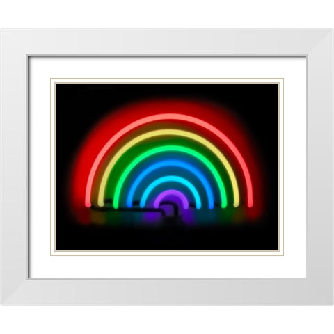 Neon Rainbow  White Modern Wood Framed Art Print with Double Matting by Carr, Hailey