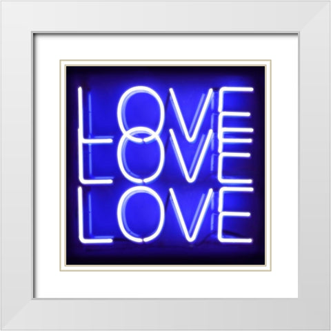 Neon Love Love Love BB White Modern Wood Framed Art Print with Double Matting by Carr, Hailey