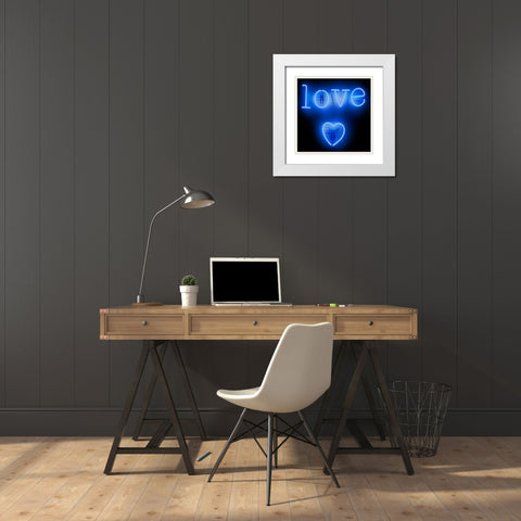Neon Love Heart BB White Modern Wood Framed Art Print with Double Matting by Carr, Hailey