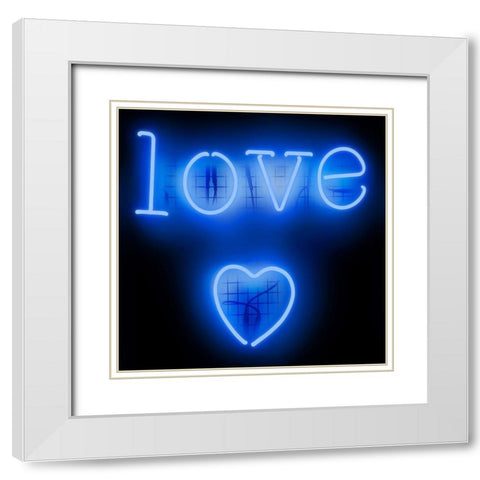 Neon Love Heart BB White Modern Wood Framed Art Print with Double Matting by Carr, Hailey