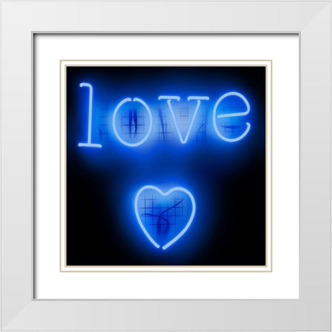 Neon Love Heart BB White Modern Wood Framed Art Print with Double Matting by Carr, Hailey