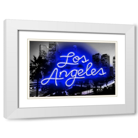 Neon Los Angeles BB White Modern Wood Framed Art Print with Double Matting by Carr, Hailey