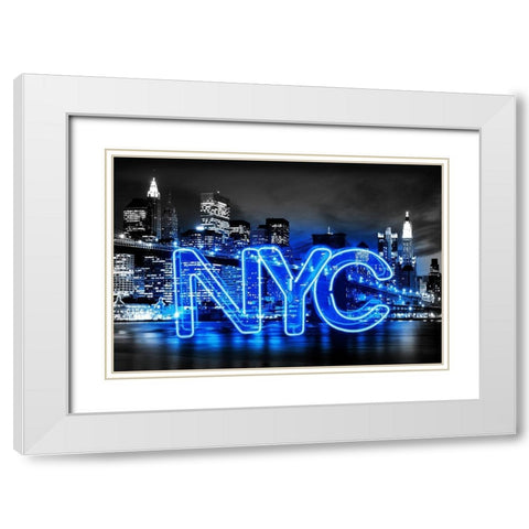 Neon New York City BB White Modern Wood Framed Art Print with Double Matting by Carr, Hailey