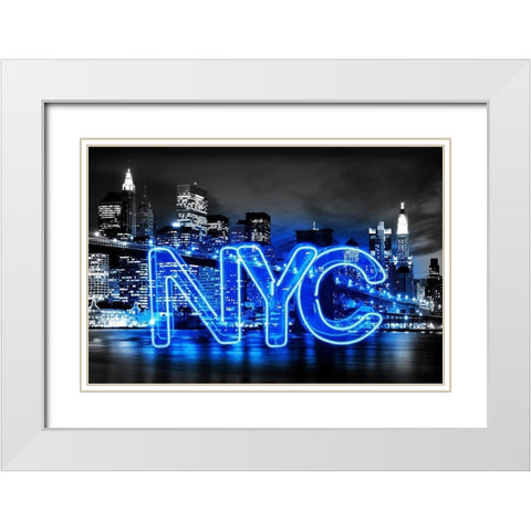 Neon New York City BB White Modern Wood Framed Art Print with Double Matting by Carr, Hailey