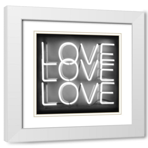 Neon Love Love Love WB White Modern Wood Framed Art Print with Double Matting by Carr, Hailey