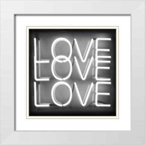 Neon Love Love Love WB White Modern Wood Framed Art Print with Double Matting by Carr, Hailey