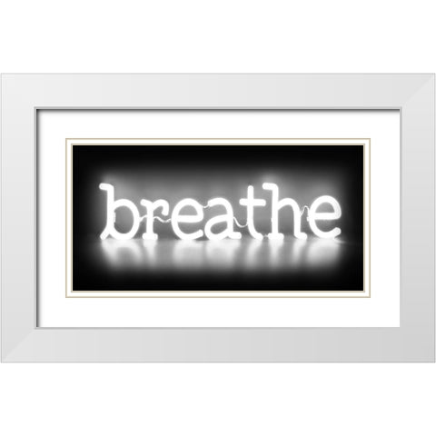 Neon Breathe WB White Modern Wood Framed Art Print with Double Matting by Carr, Hailey