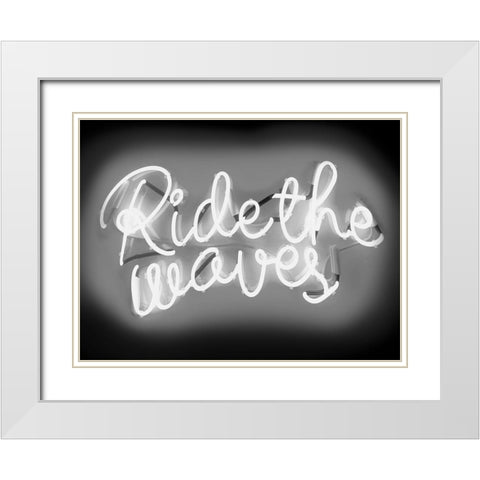 Neon Ride The Waves WB White Modern Wood Framed Art Print with Double Matting by Carr, Hailey