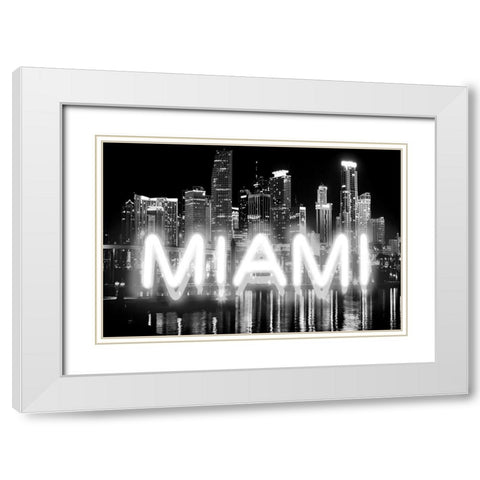 Neon Miami WB White Modern Wood Framed Art Print with Double Matting by Carr, Hailey