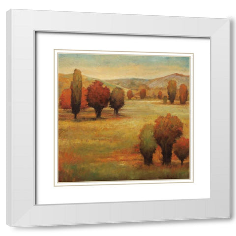 Hillside Meadow I White Modern Wood Framed Art Print with Double Matting by Leonard, Jeffrey