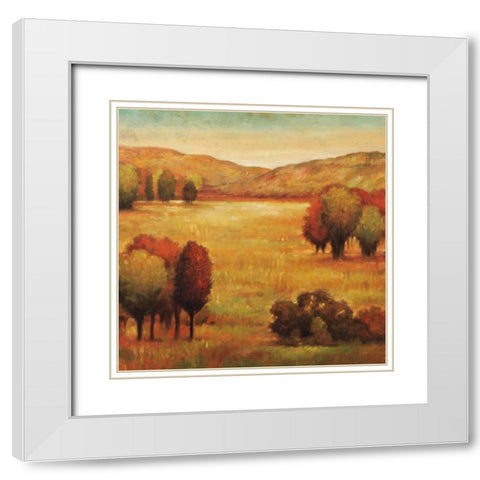 Hillside Meadow II White Modern Wood Framed Art Print with Double Matting by Leonard, Jeffrey
