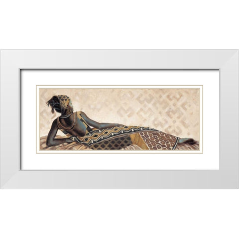 Femme Africaine V White Modern Wood Framed Art Print with Double Matting by Leconte, Jacques