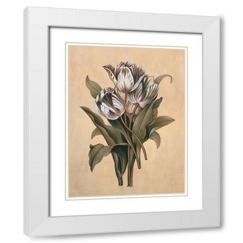 Tulips I White Modern Wood Framed Art Print with Double Matting by Deveraux, Jill